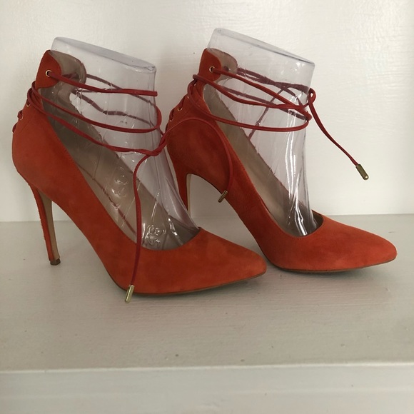 Nine West Amber Orange, real suede pumps, 8 1/2. - Picture 5 of 8